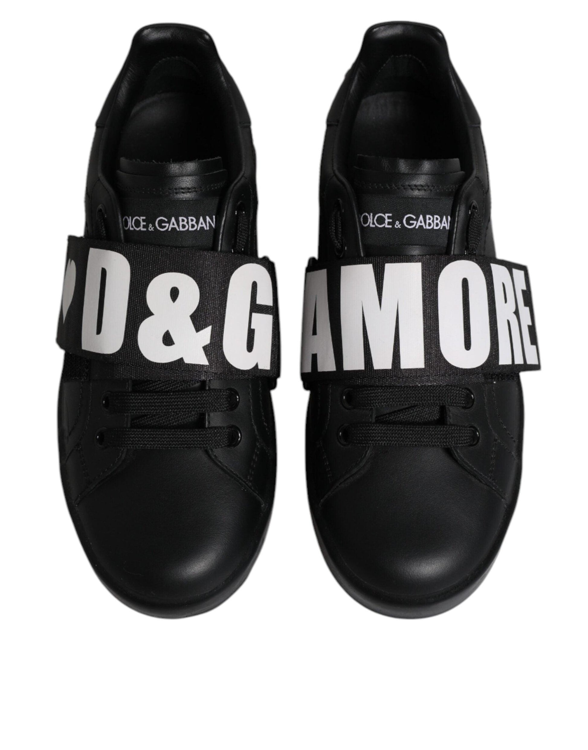 Dolce & Gabbana Black D&G AMORE Low Top Sneakers Shoes - Arichezz.store