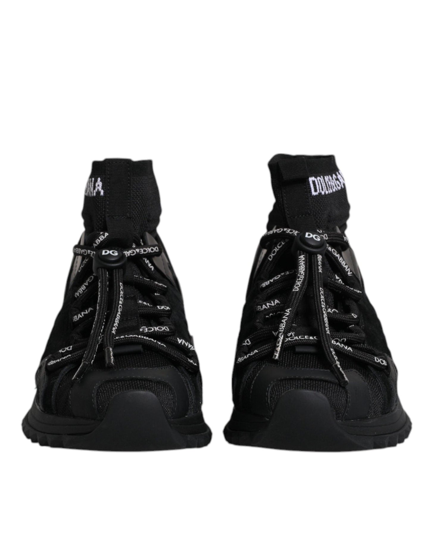 Dolce & Gabbana Black Sorrento Socks Logo Sneakers Shoes - Arichezz.store