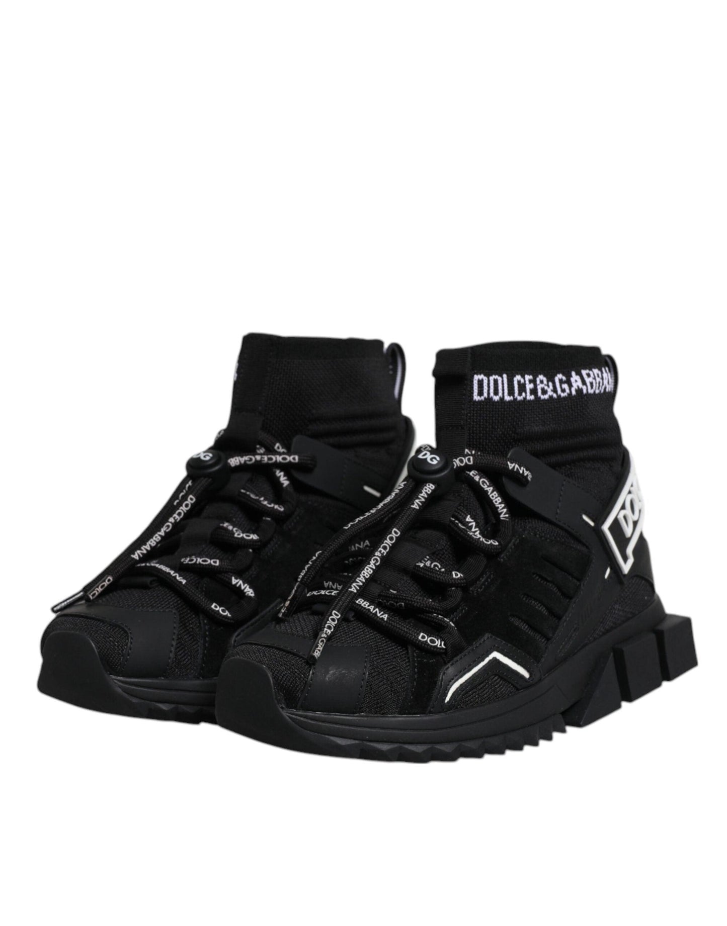 Dolce & Gabbana Black Sorrento Socks Logo Sneakers Shoes - Arichezz.store