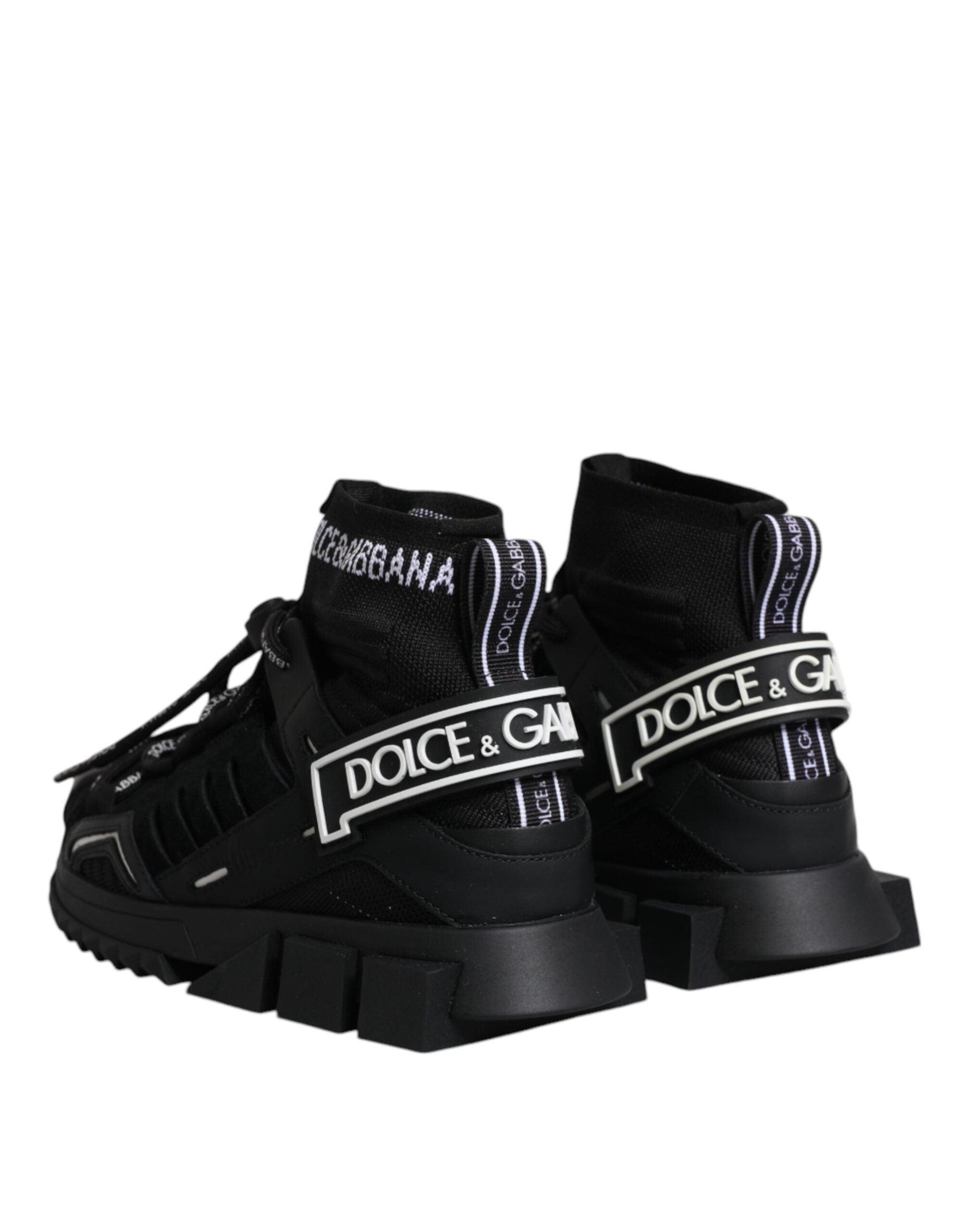 Dolce & Gabbana Black Sorrento Socks Logo Sneakers Shoes - Arichezz.store