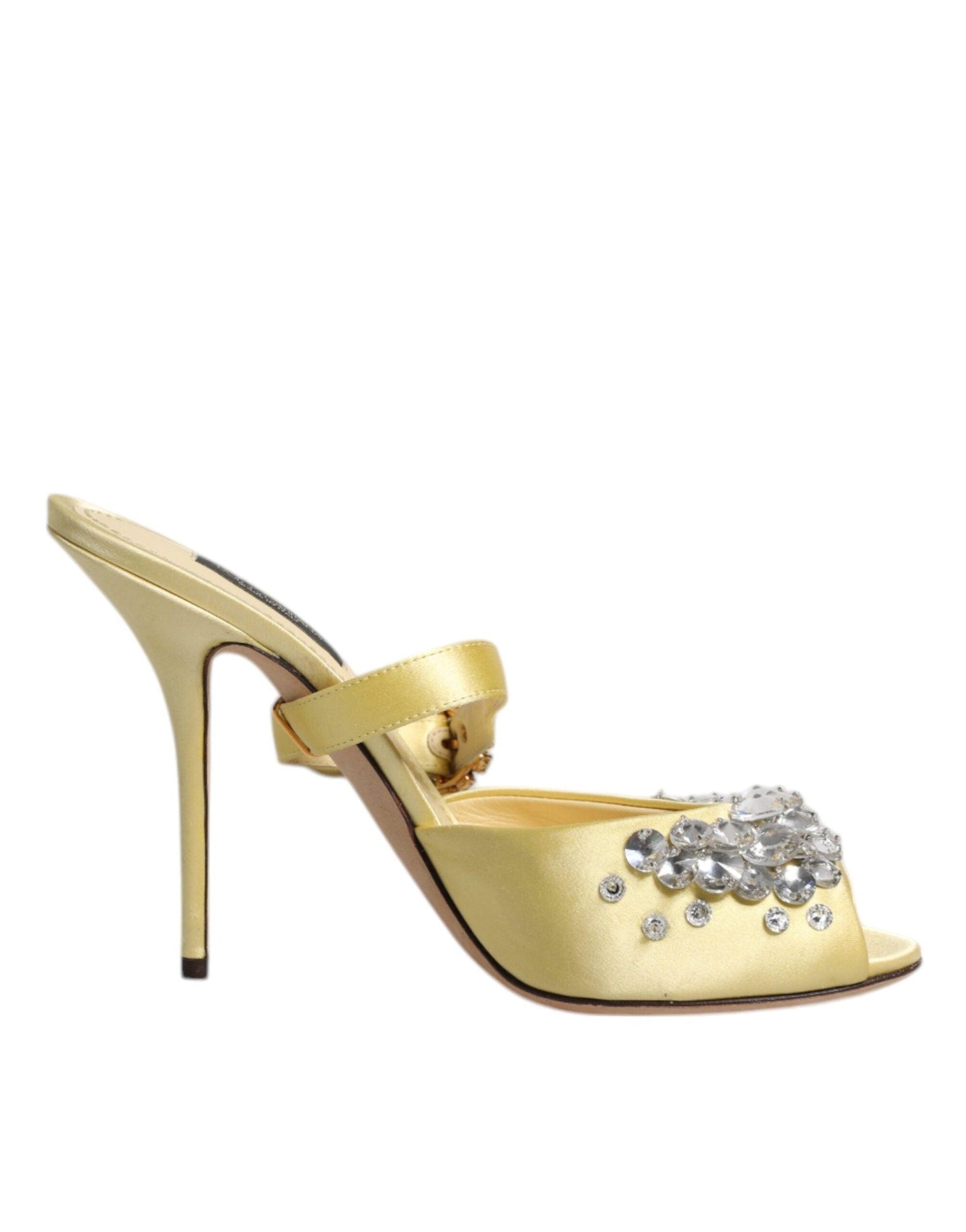 Dolce & Gabbana Yellow Crystal Slides KEIRA Sandals Shoes - Arichezz.store