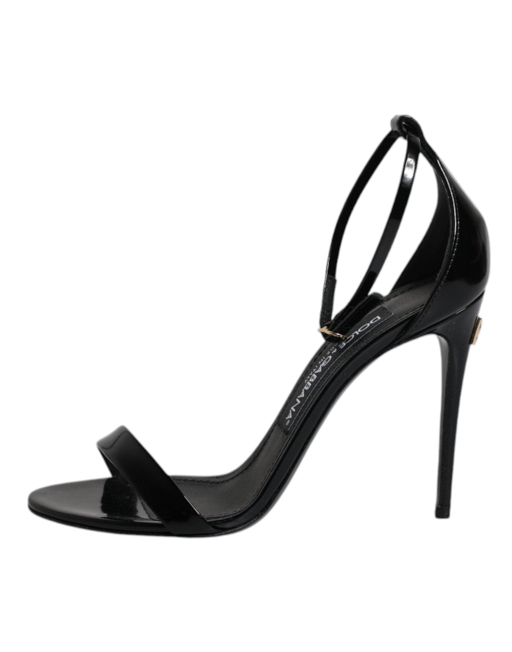 Dolce & Gabbana Black KEIRA Heels Ankle Strap Sandals Shoes - Arichezz.store