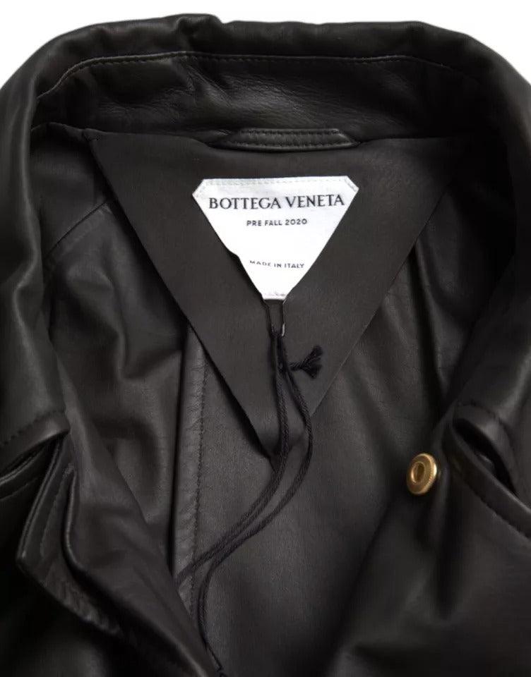 Bottega Veneta Black Leather Men Waterproof Trenchcoat Jacket - Arichezz.store