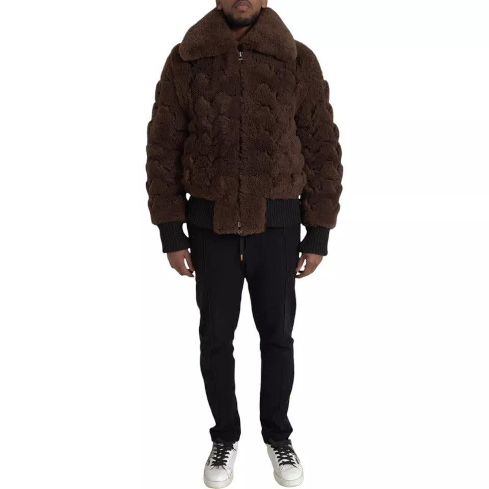 Bottega Veneta Brown Fur Lamb Shearling Coat Jacket - Arichezz.store