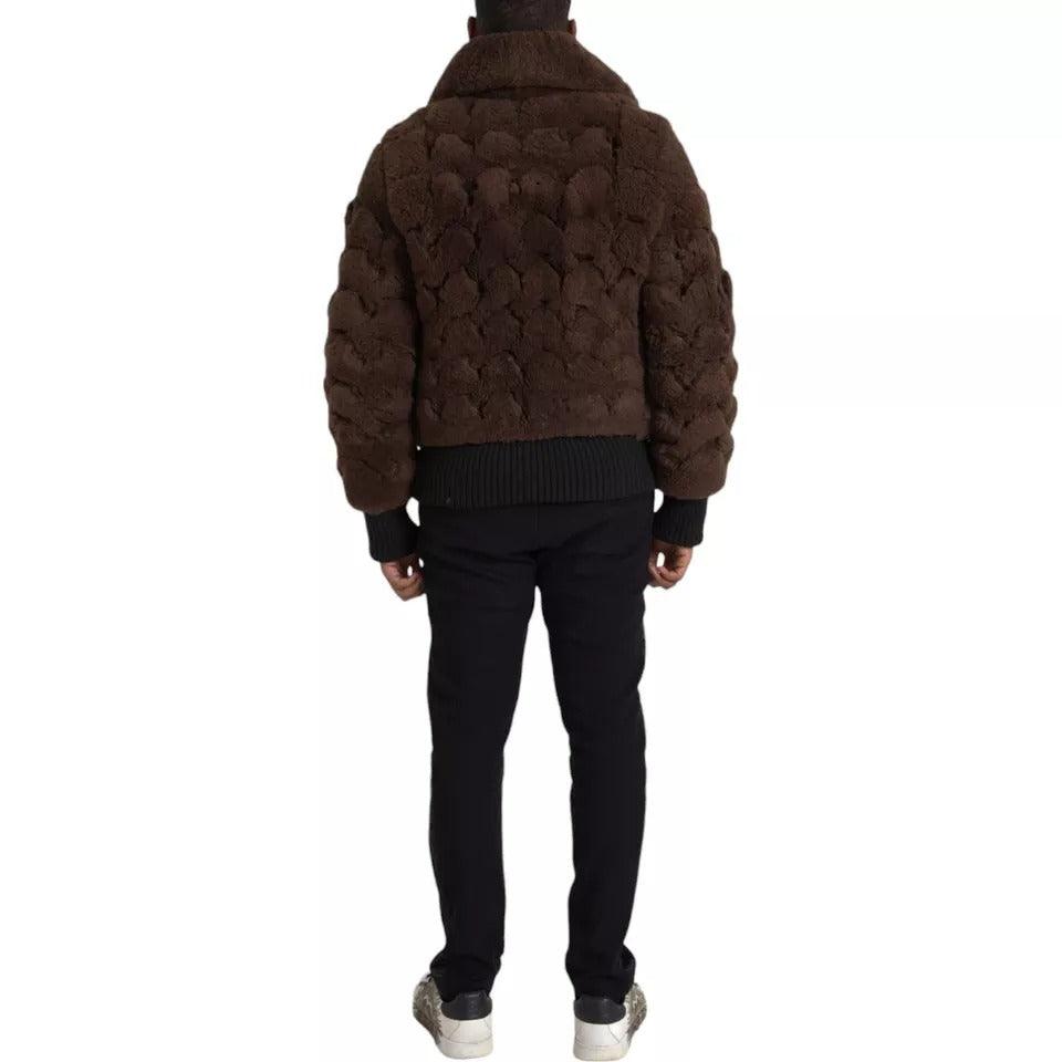 Bottega Veneta Brown Fur Lamb Shearling Coat Jacket - Arichezz.store