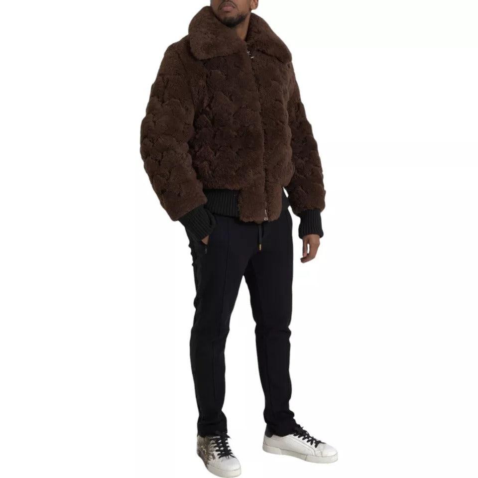 Bottega Veneta Brown Fur Lamb Shearling Coat Jacket - Arichezz.store