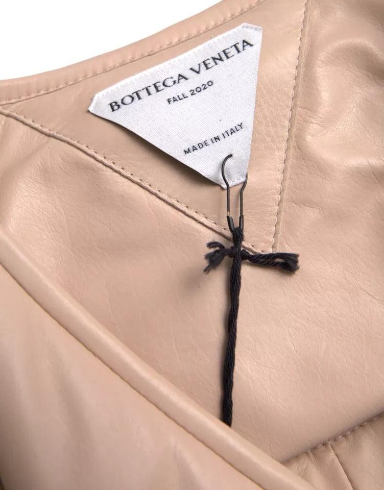 Bottega Veneta Beige Quilted Sleeveless Calf Leather Jacket - Arichezz.store