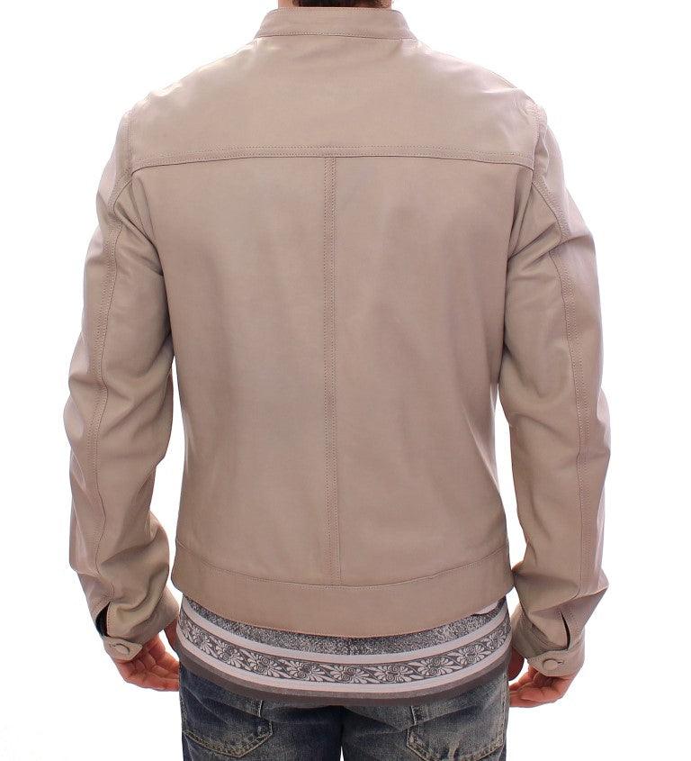 Dolce & Gabbana Elegant Beige Leather Lambskin Jacket - Arichezz.store