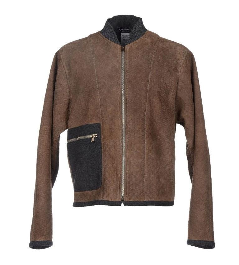 Dolce & Gabbana Elegant Leather & Wool Blend Jacket - Arichezz.store