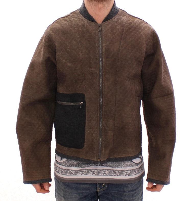 Dolce & Gabbana Elegant Leather & Wool Blend Jacket - Arichezz.store