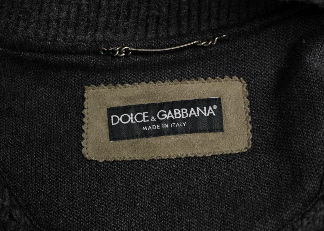 Dolce & Gabbana Elegant Leather & Wool Blend Jacket - Arichezz.store