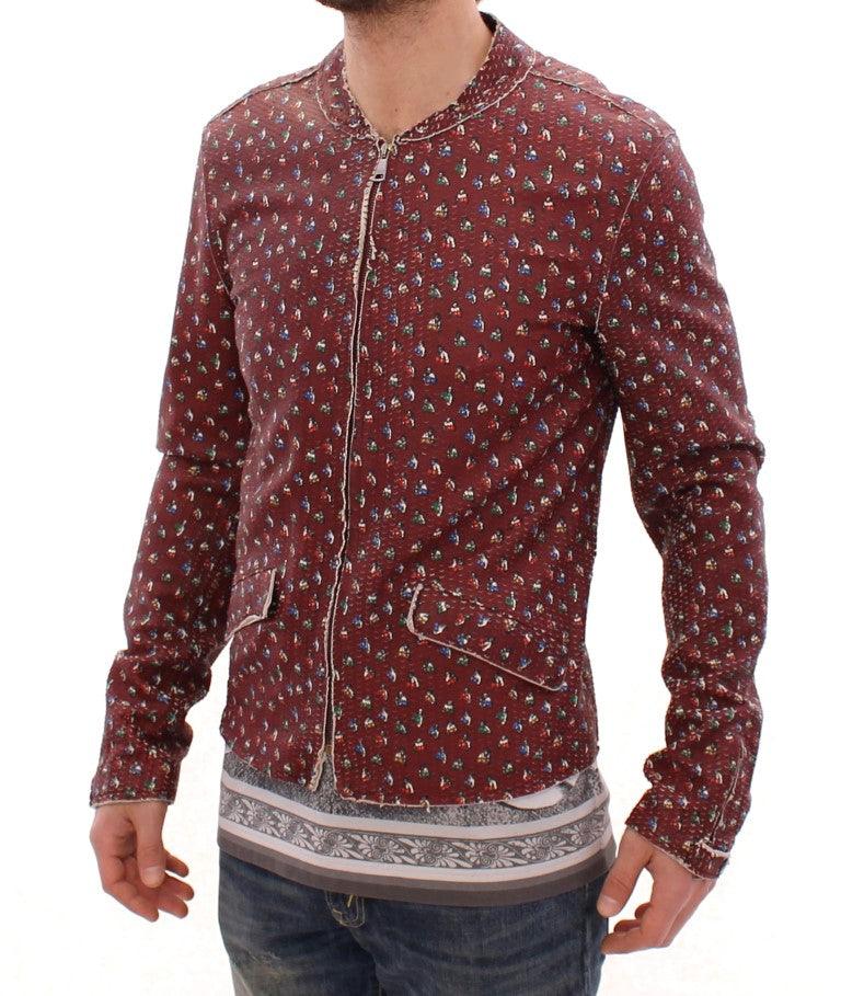 Dolce & Gabbana Exclusive Boxer Print Bordeaux Leather Jacket - Arichezz.store