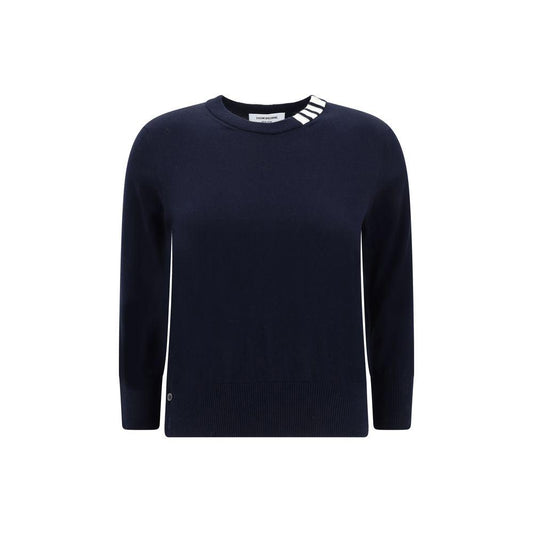 Thom Browne White bands crew neck Sweater - Arichezz.store