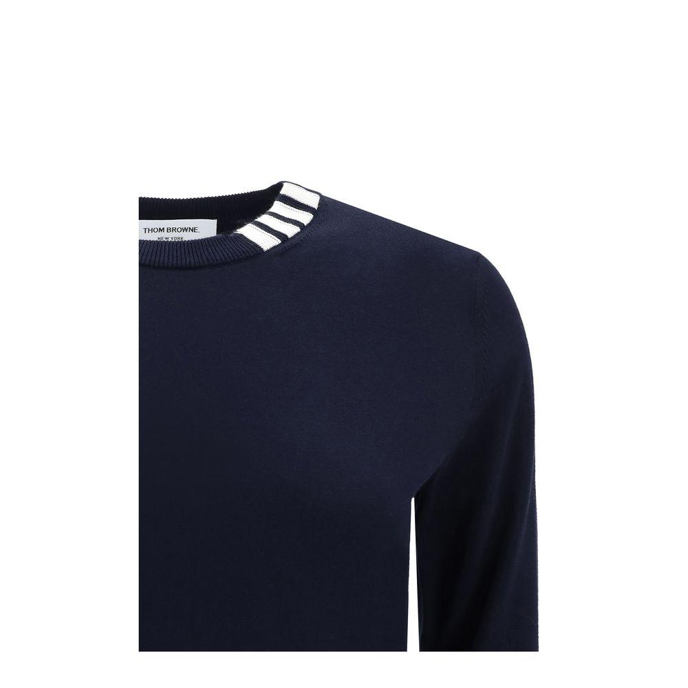 Thom Browne White bands crew neck Sweater - Arichezz.store