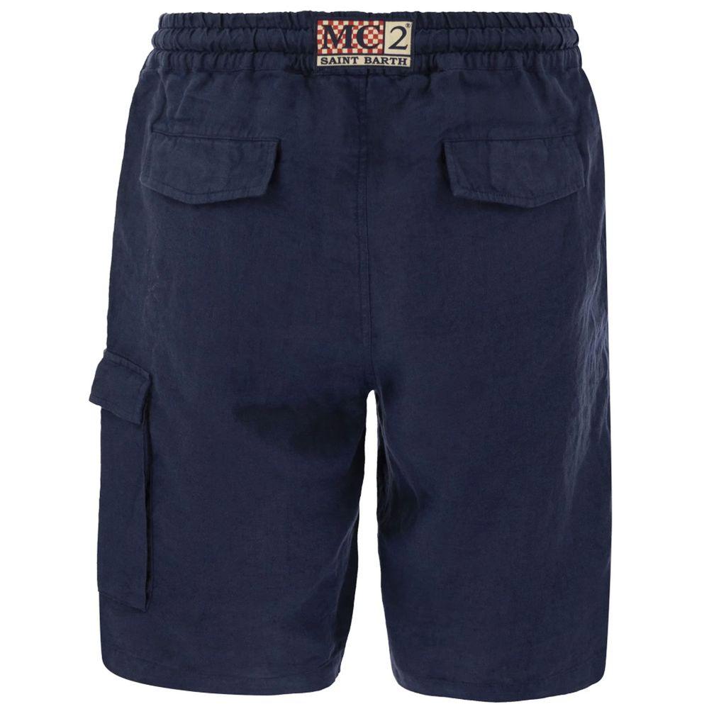 MC2 Saint Barth Blue Linen Short - Arichezz.store