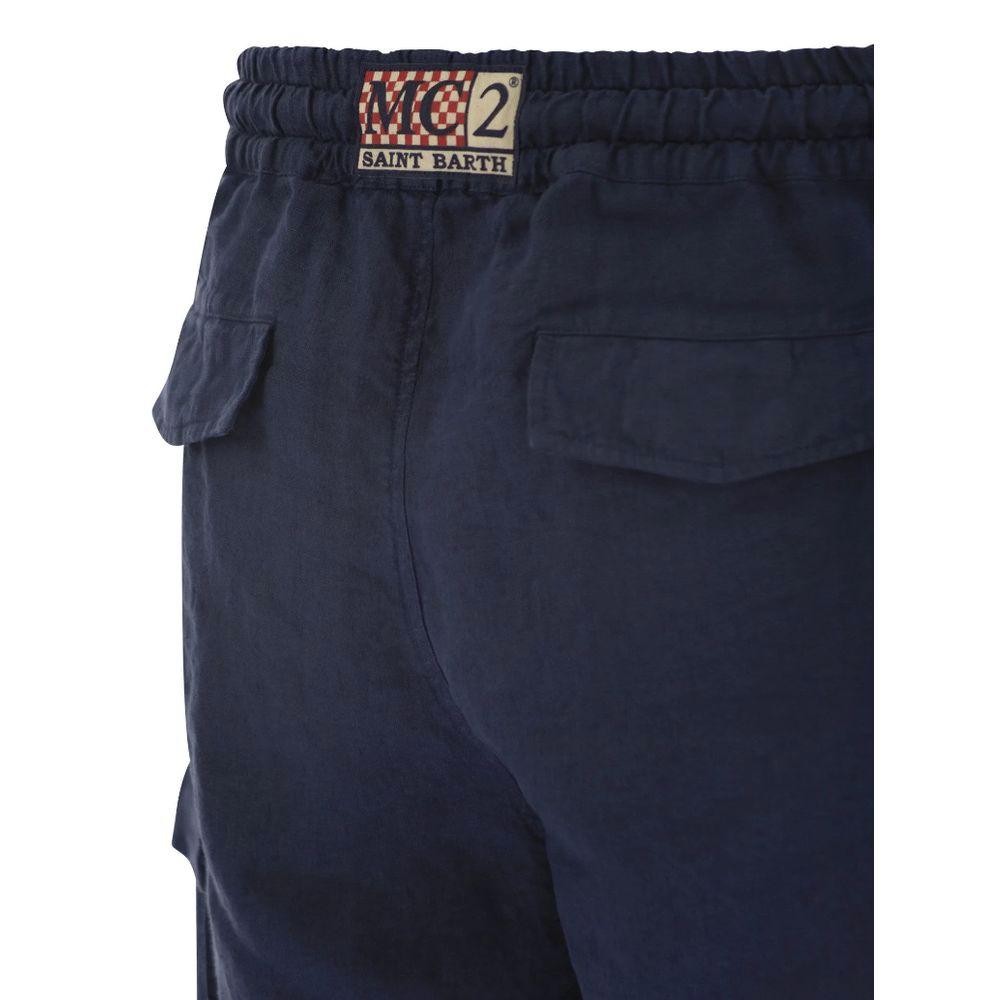 MC2 Saint Barth Blue Linen Short - Arichezz.store