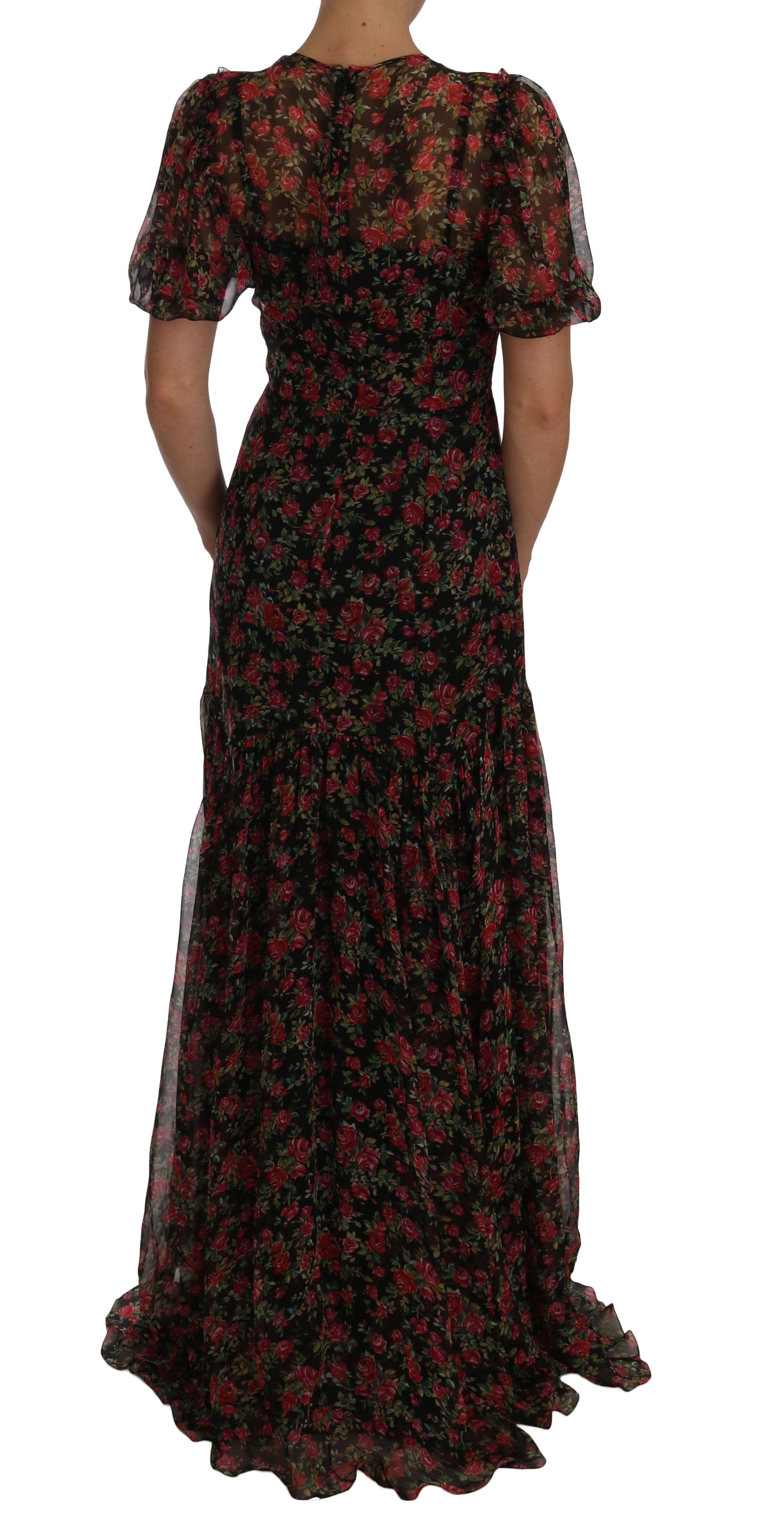 Dolce & Gabbana Elegant Floral A-Line Silk Dress - Arichezz.store