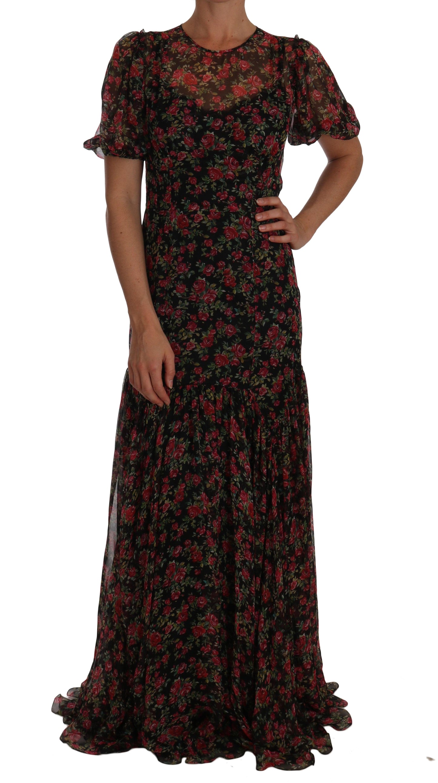 Dolce & Gabbana Elegant Floral A-Line Silk Dress - Arichezz.store