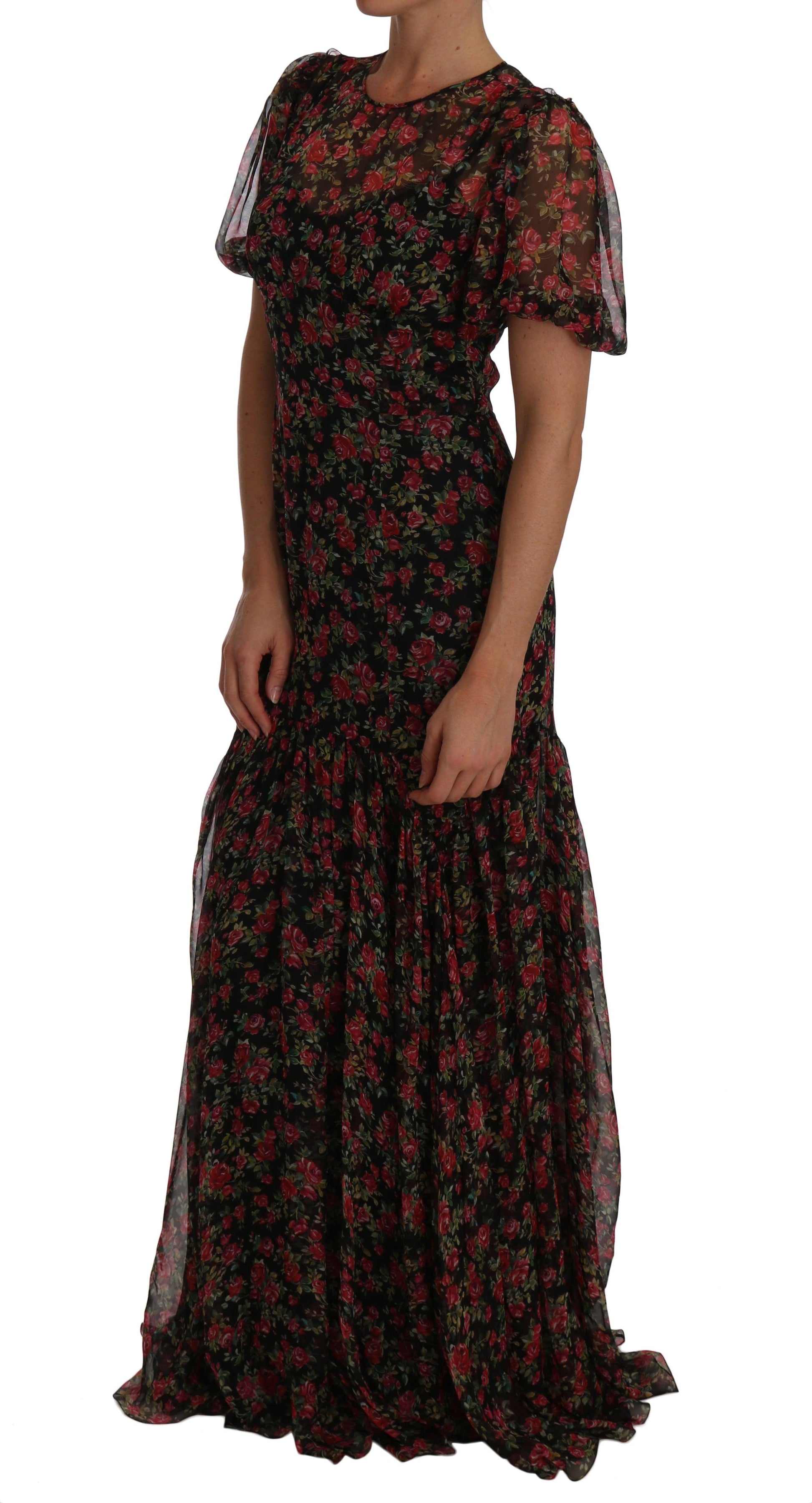 Dolce & Gabbana Elegant Floral A-Line Silk Dress - Arichezz.store