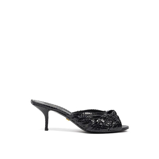 Dolce & Gabbana Black Leather Di Pitone Sandal - Arichezz.store