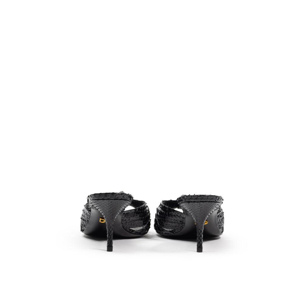 Dolce & Gabbana Black Leather Di Pitone Sandal - Arichezz.store