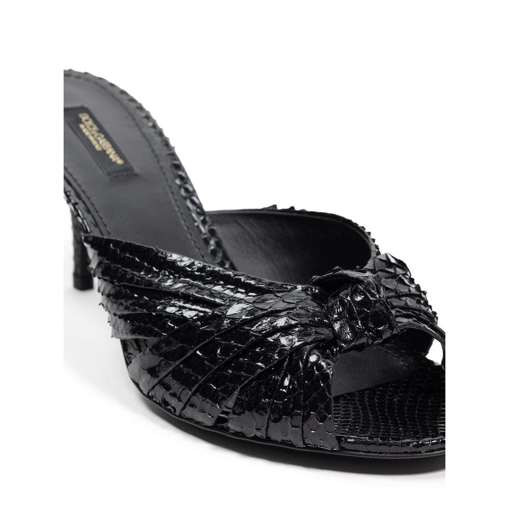 Dolce & Gabbana Black Leather Di Pitone Sandal - Arichezz.store