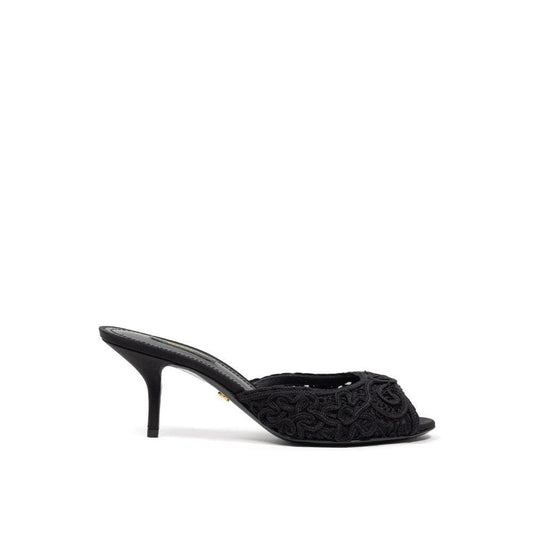 Dolce & Gabbana Black Cotton Sandal - Arichezz.store