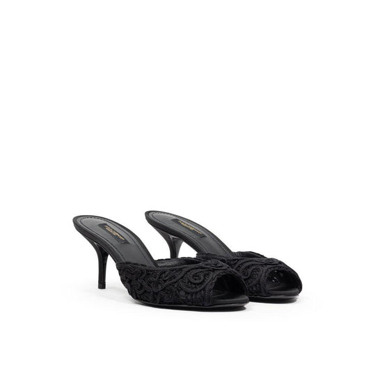 Dolce & Gabbana Black Cotton Sandal - Arichezz.store