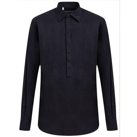 Dolce & Gabbana Navy Blue Cotton Shirt - Arichezz.store