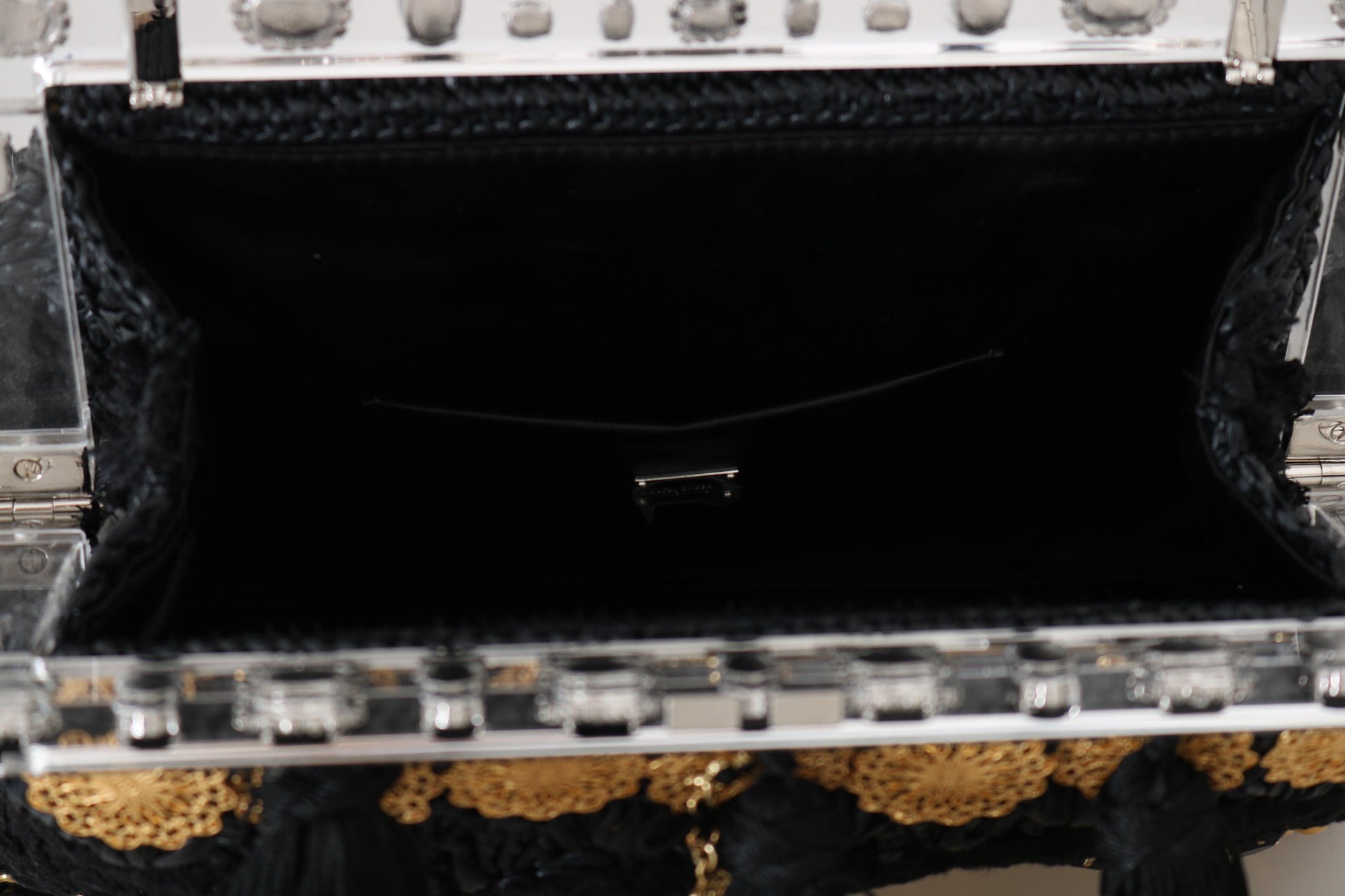 Dolce & Gabbana Black Tassel Gold Baroque Crystal Evening Clutch - Arichezz.store