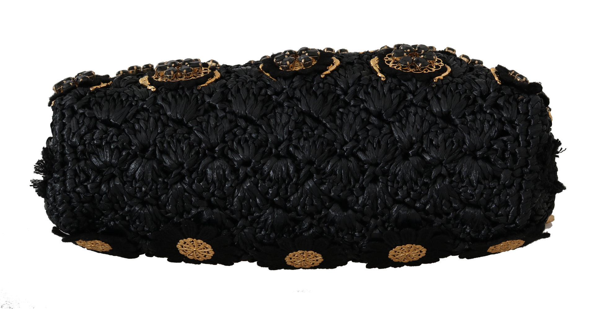 Dolce & Gabbana Black Tassel Gold Baroque Crystal Evening Clutch - Arichezz.store