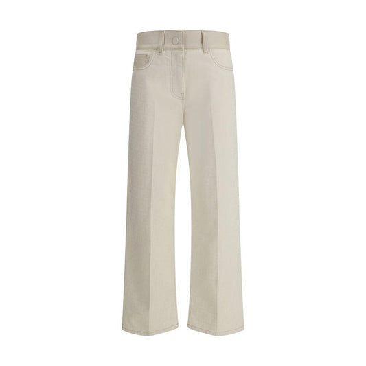 Fendi White FF Patterned Jeans