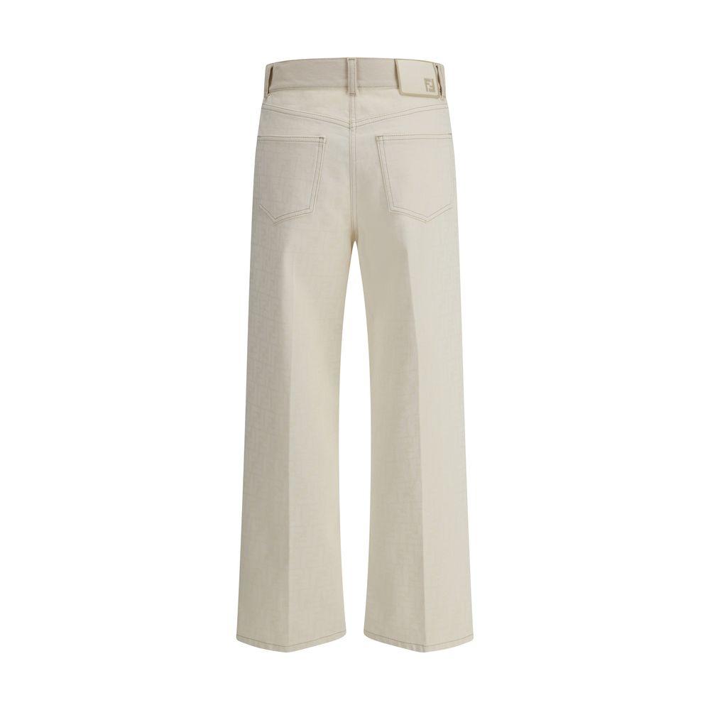 Fendi White FF Patterned Jeans