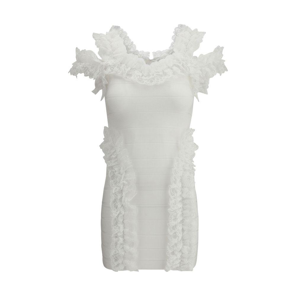 Self-Portrait Knit Ruffle Mini Dress - Arichezz.store