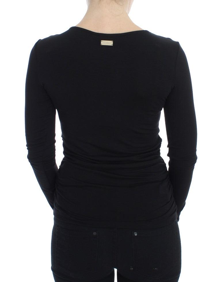 Versace Jeans Elegant V-Neck Black Viscose Blend Sweater - Arichezz.store