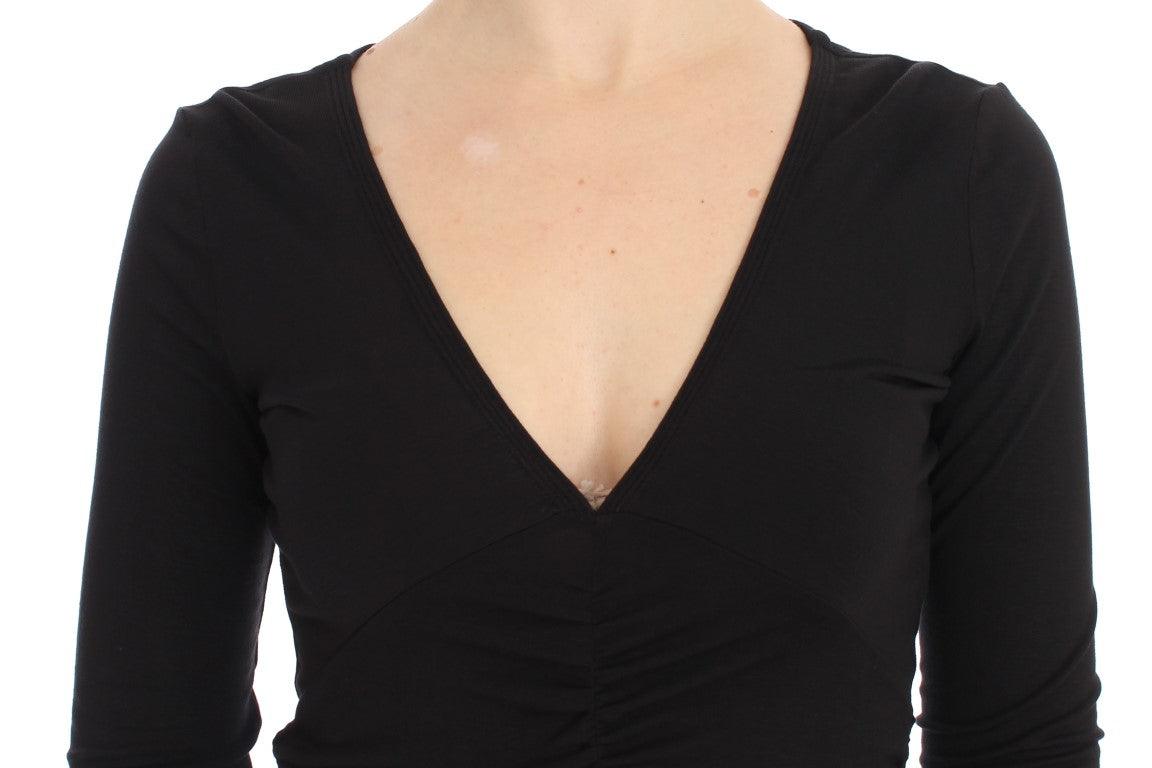 Versace Jeans Elegant V-Neck Black Viscose Blend Sweater - Arichezz.store