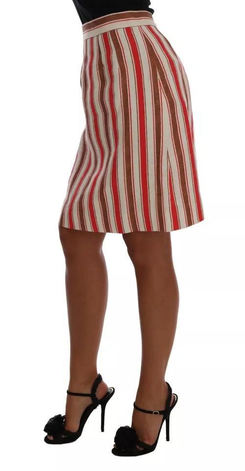 Dolce & Gabbana Multicolor Portofino Stripes Cotton Midi Skirt - Arichezz.store