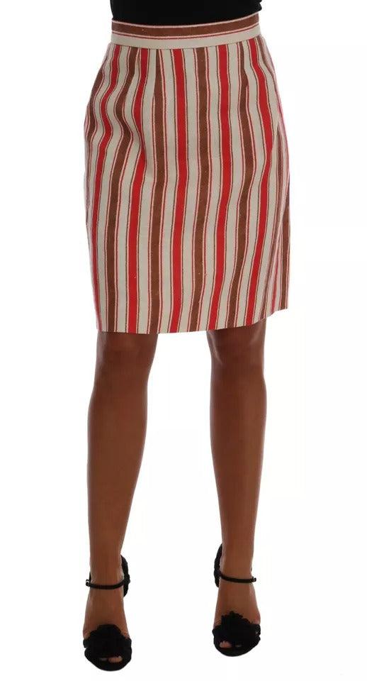 Dolce & Gabbana Multicolor Portofino Stripes Cotton Midi Skirt - Arichezz.store