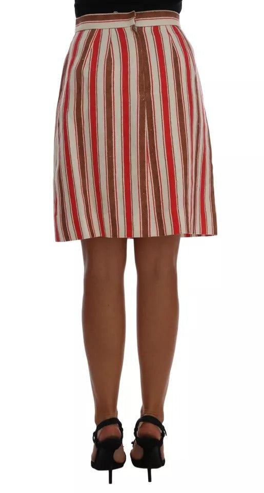 Dolce & Gabbana Multicolor Portofino Stripes Cotton Midi Skirt - Arichezz.store