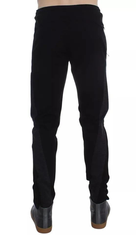 Dolce & Gabbana Black Gray Wool Casual Trousers Stripe Pants - Arichezz.store