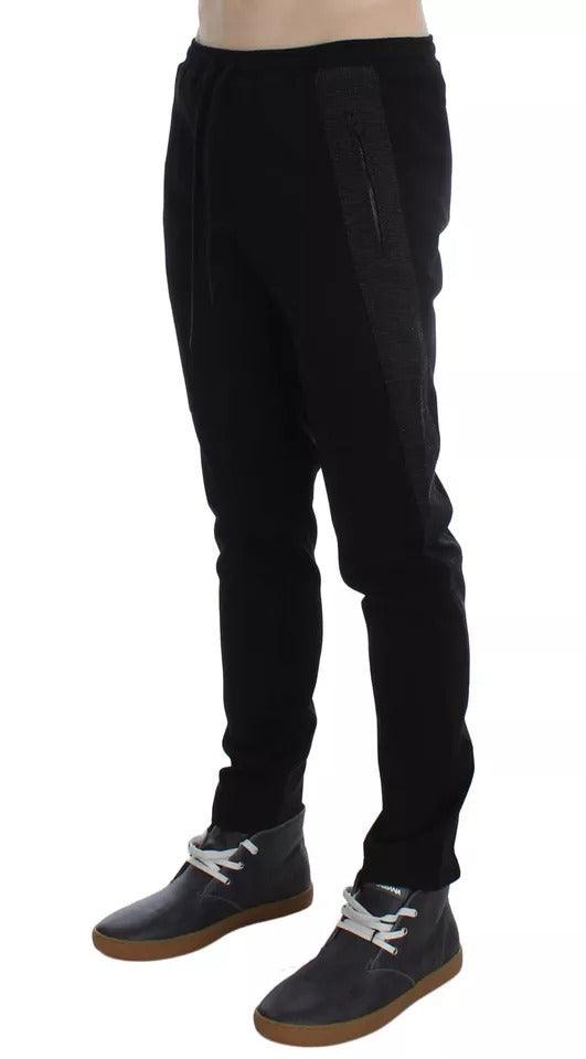 Dolce & Gabbana Black Gray Wool Casual Trousers Stripe Pants - Arichezz.store