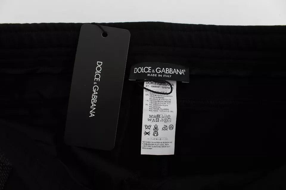 Dolce & Gabbana Black Gray Wool Casual Trousers Stripe Pants - Arichezz.store