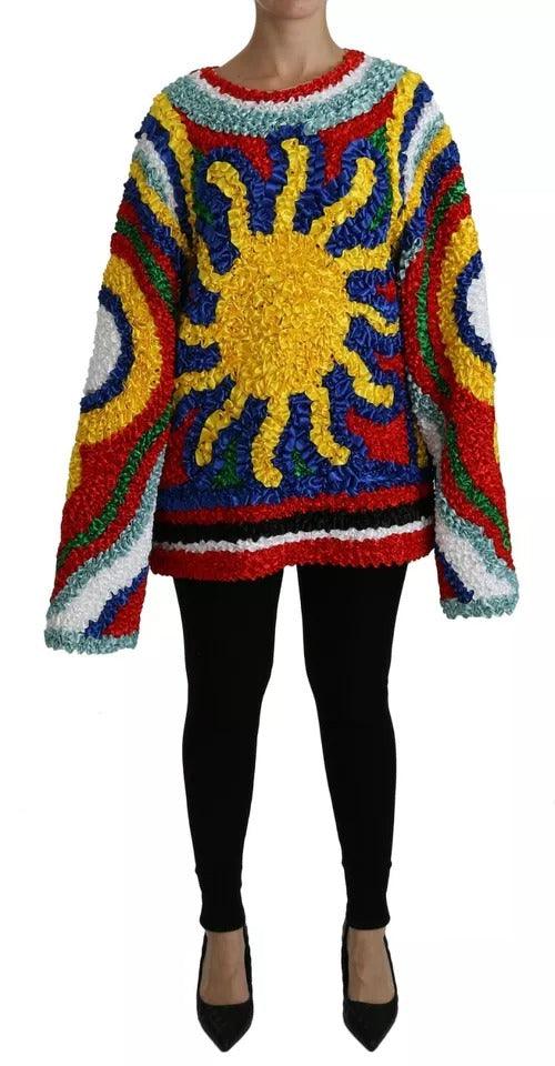 Dolce & Gabbana Multicolor Sun Ruffled Top Blouse Sweater - Arichezz.store