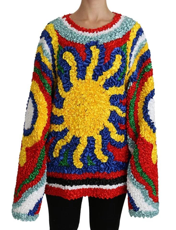 Dolce & Gabbana Multicolor Sun Ruffled Top Blouse Sweater - Arichezz.store