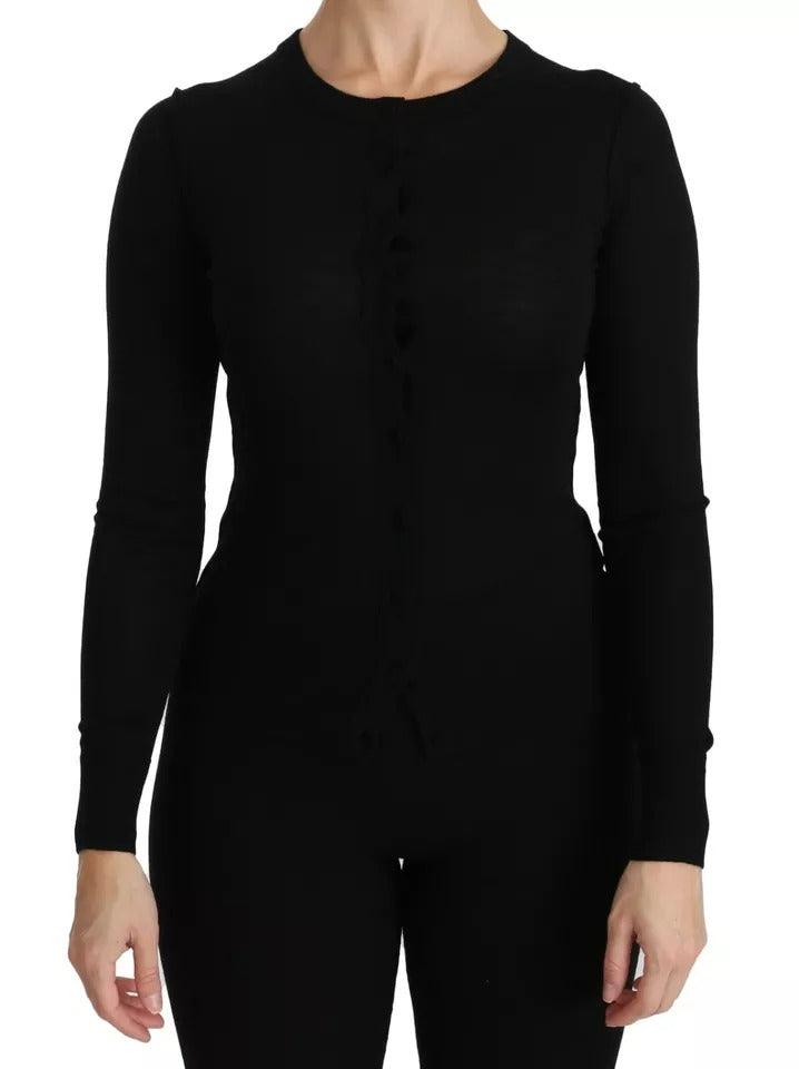 Dolce & Gabbana Black Virgin Wool Long Sleeve Top Blouse Top - Arichezz.store