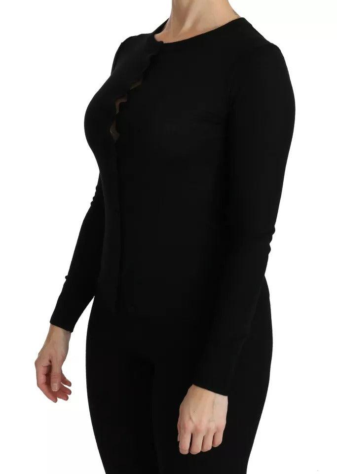 Dolce & Gabbana Black Virgin Wool Long Sleeve Top Blouse Top - Arichezz.store