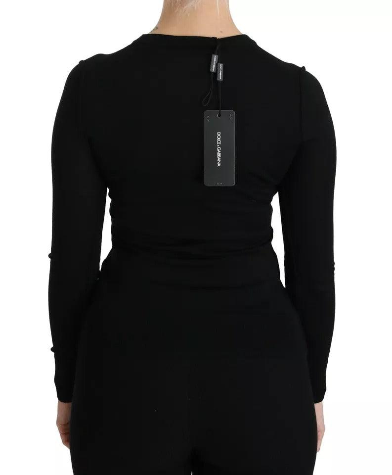 Dolce & Gabbana Black Virgin Wool Long Sleeve Top Blouse Top - Arichezz.store