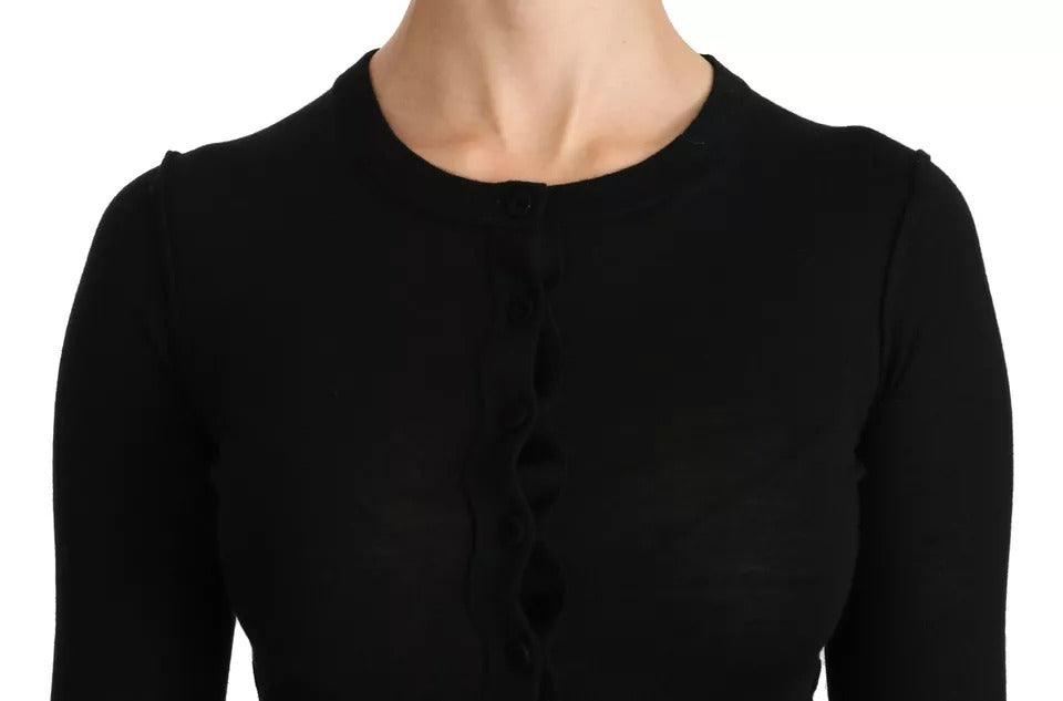 Dolce & Gabbana Black Virgin Wool Long Sleeve Top Blouse Top - Arichezz.store