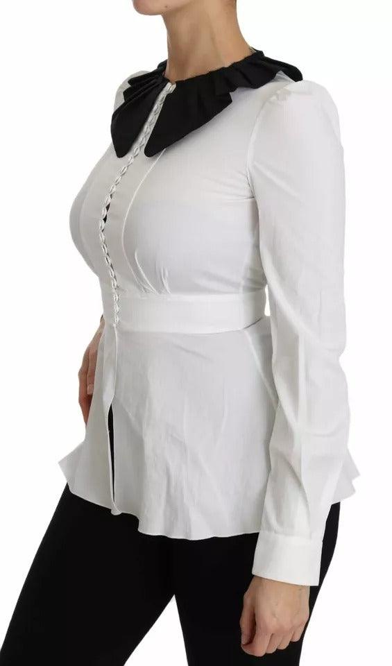 Dolce & Gabbana Black White Decorative Buttons Tops Shirt Blouse - Arichezz.store