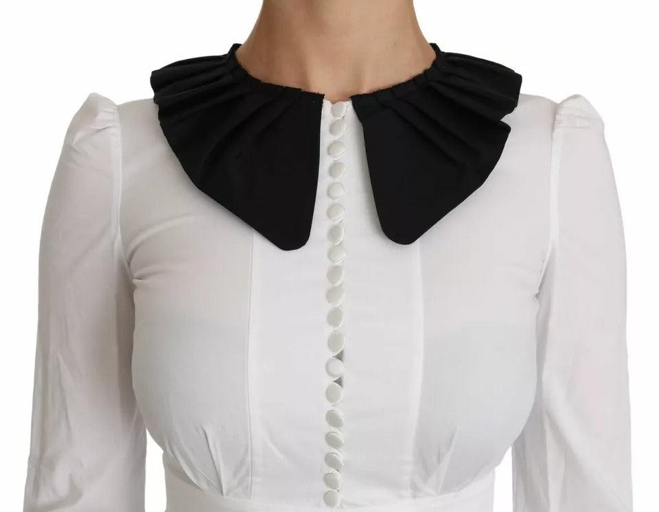 Dolce & Gabbana Black White Decorative Buttons Tops Shirt Blouse - Arichezz.store